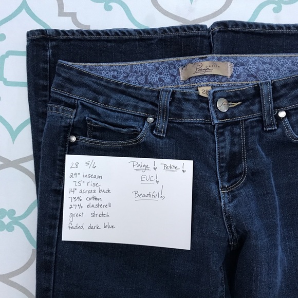 💙👖BEAUTIFUL PAIGE JEAN👖💙28 5/6 29” DARK PETITE - Picture 6 of 8